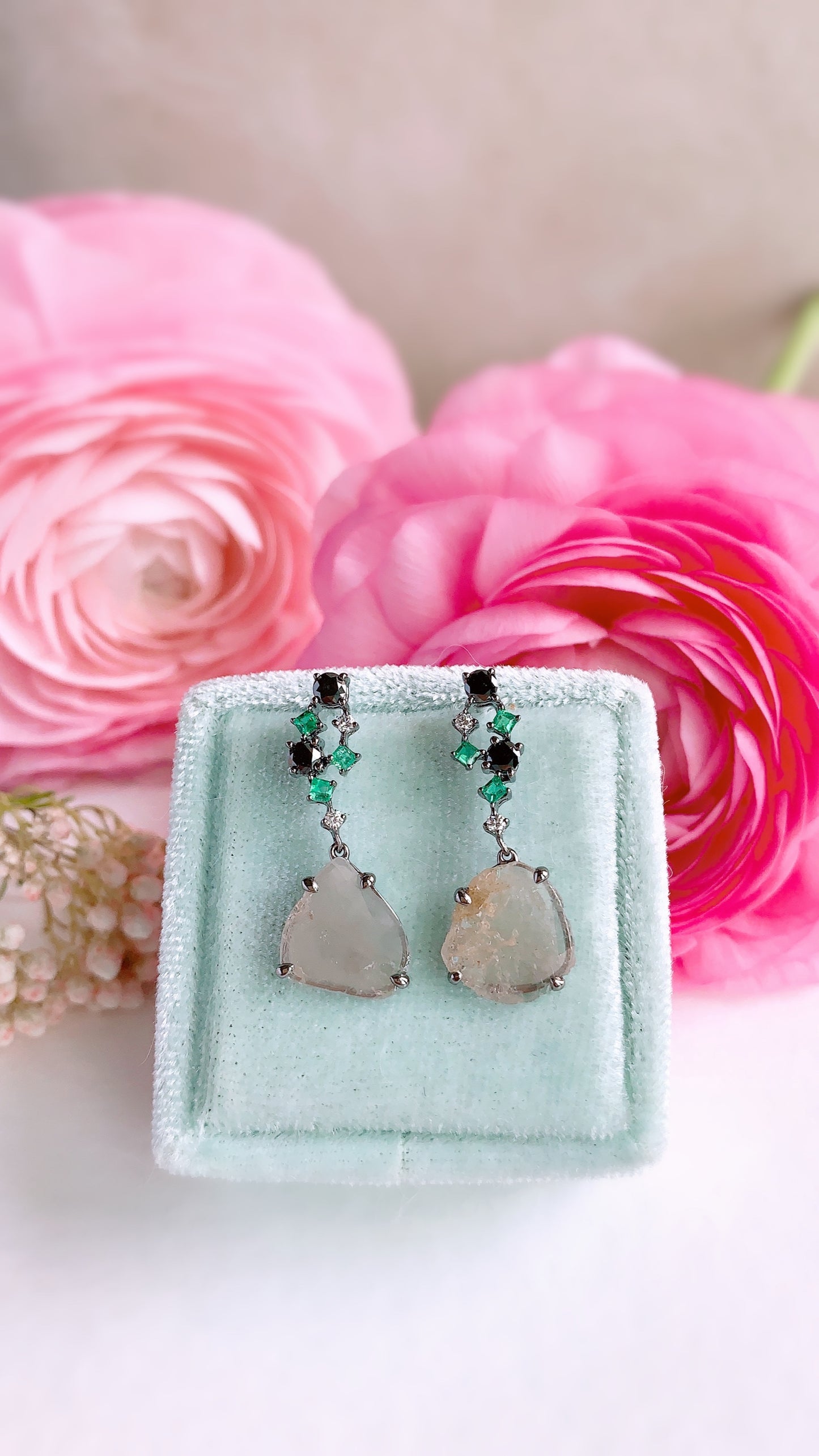Rough Diamond Dangle Earrings-WK3272