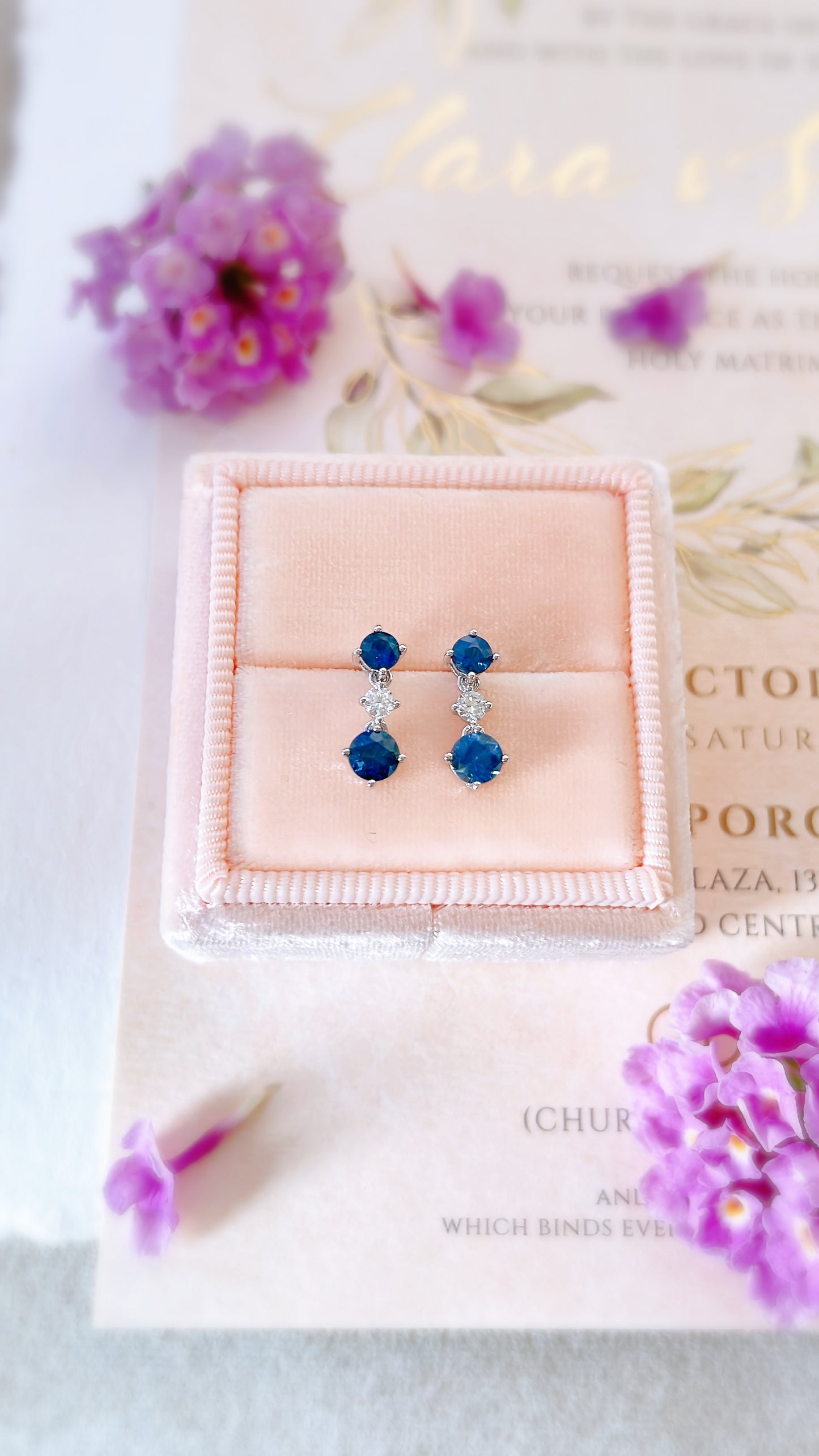 Blue Sapphire Diamond Drop Earrings-WK3826@