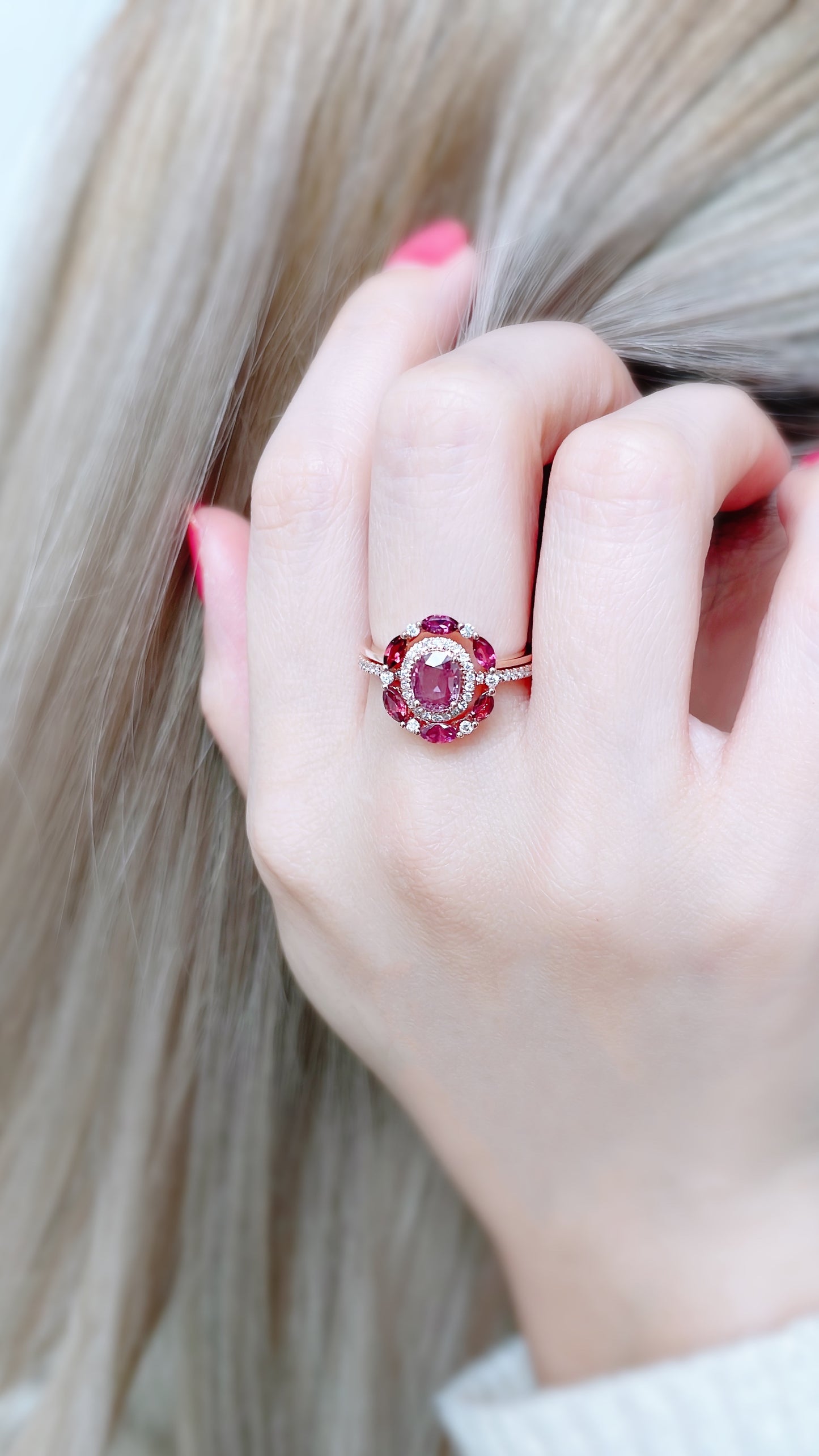 Burgundy Tourmaline and Diamond Ring Jacket-WK3697