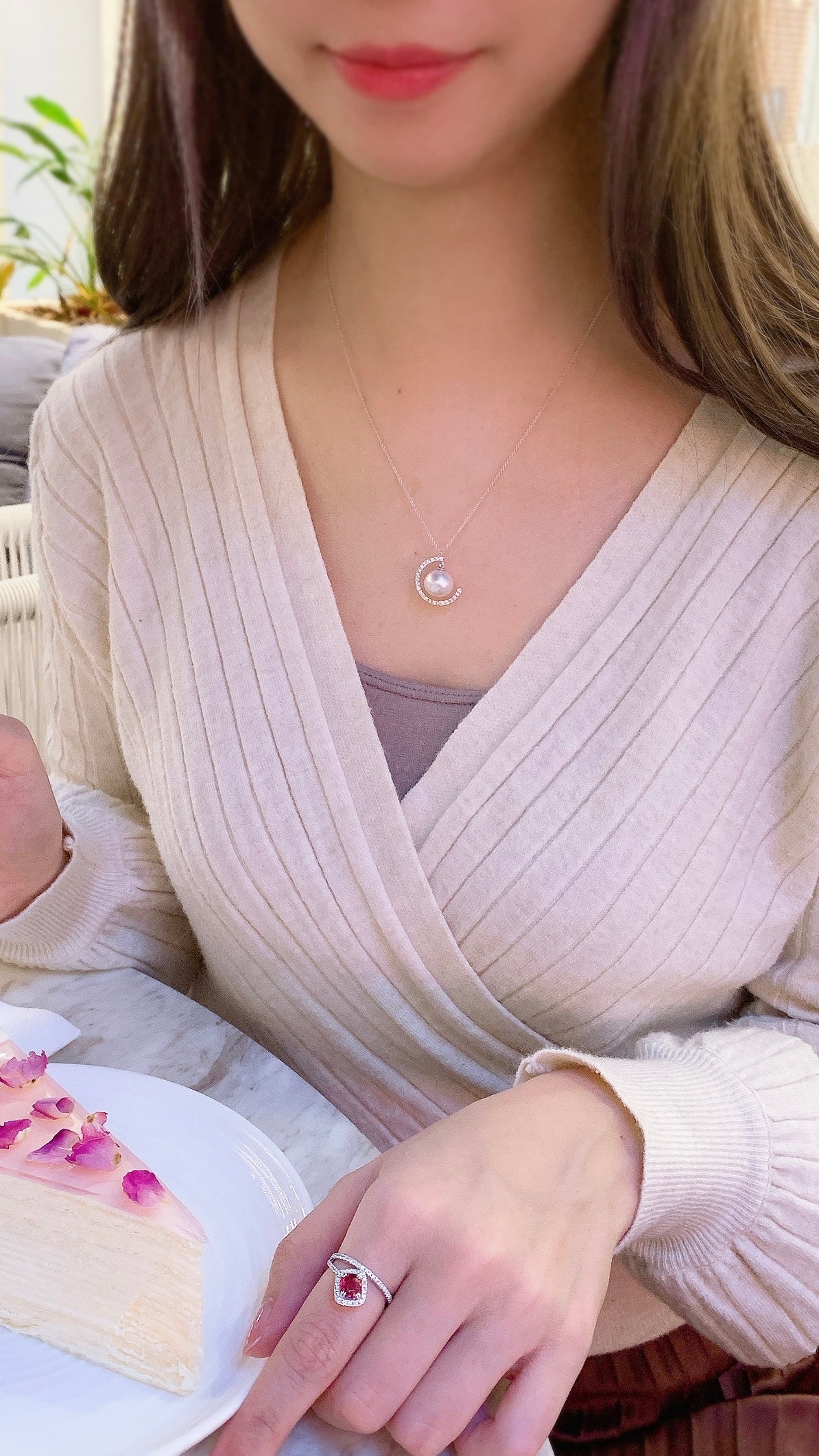 Pearl and Diamond Pendant-WK3412