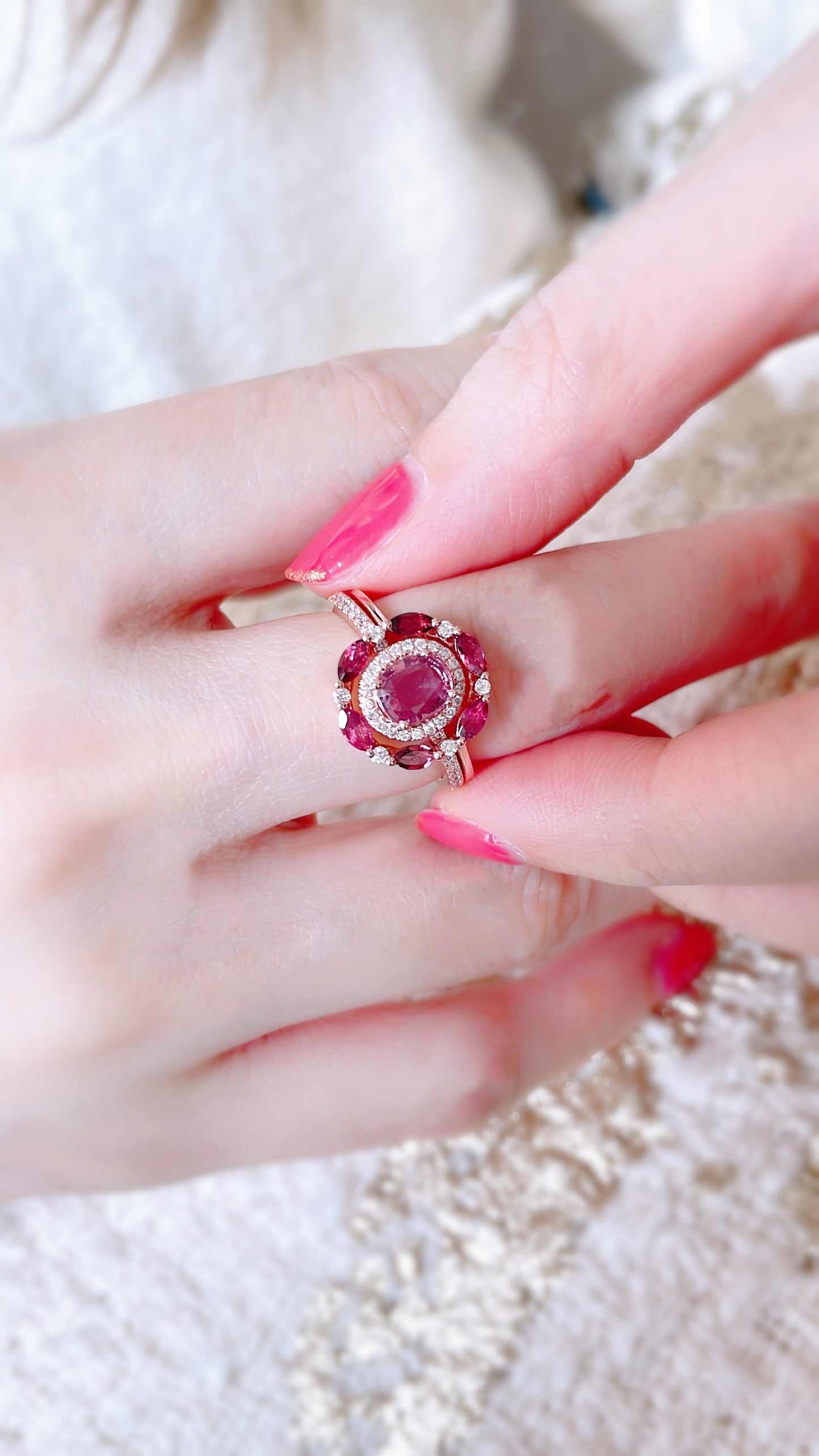 Burgundy Tourmaline and Diamond Ring Jacket-WK3697