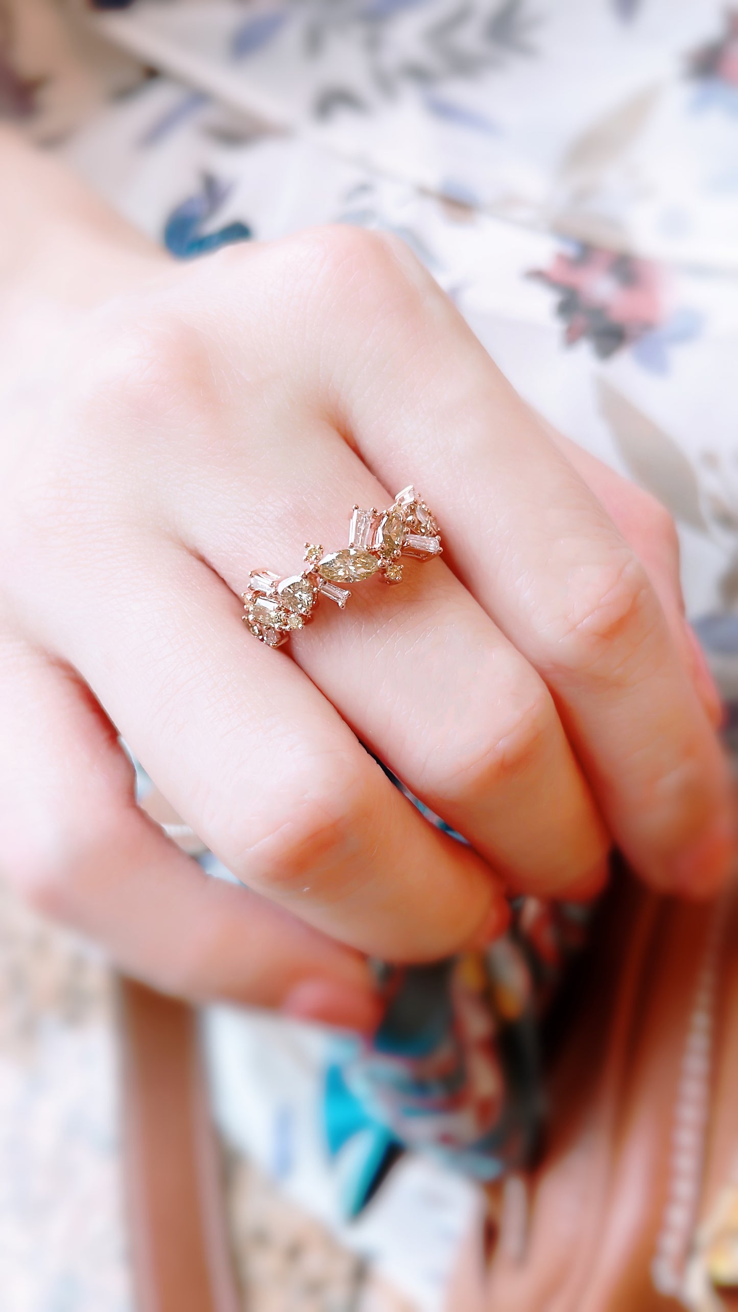 Cluster Yellow Diamond Ring-WK3735