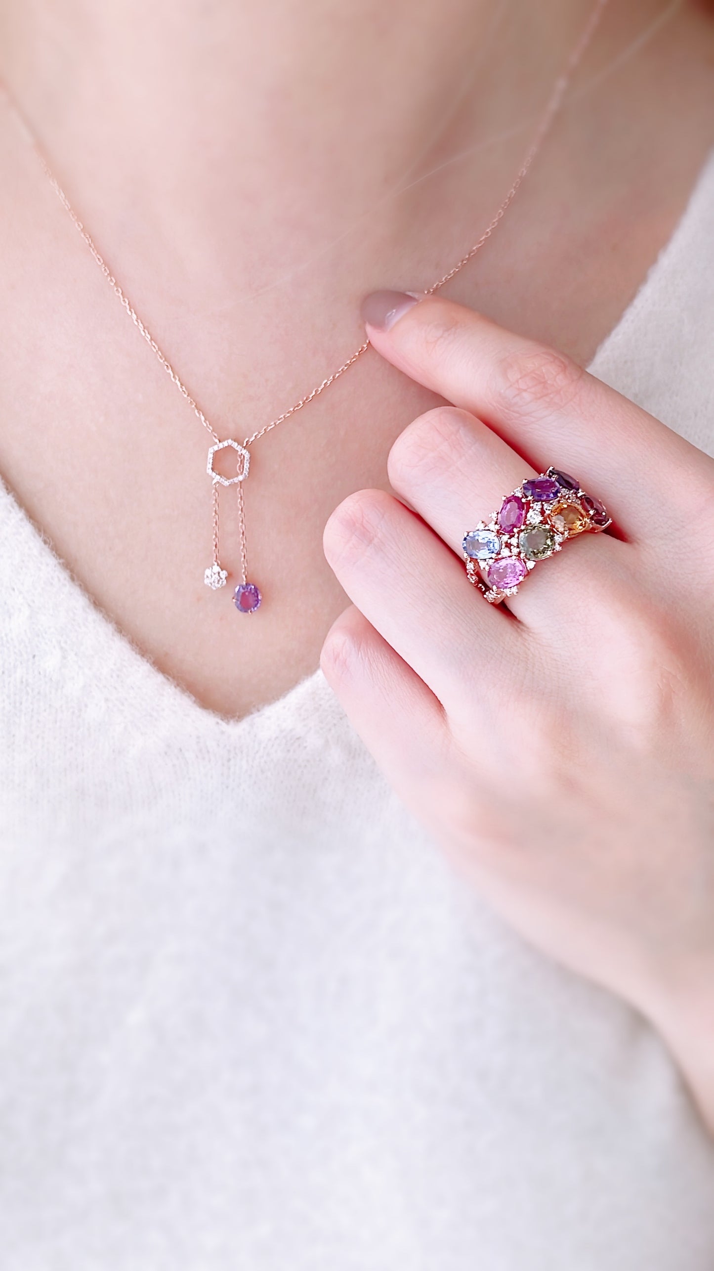 Lavender Purple Sapphire and Diamond Necklace-WK3669@