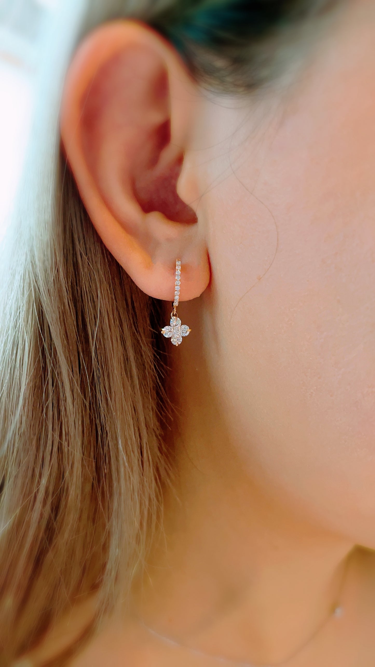 Flower Diamond Drop Earrings