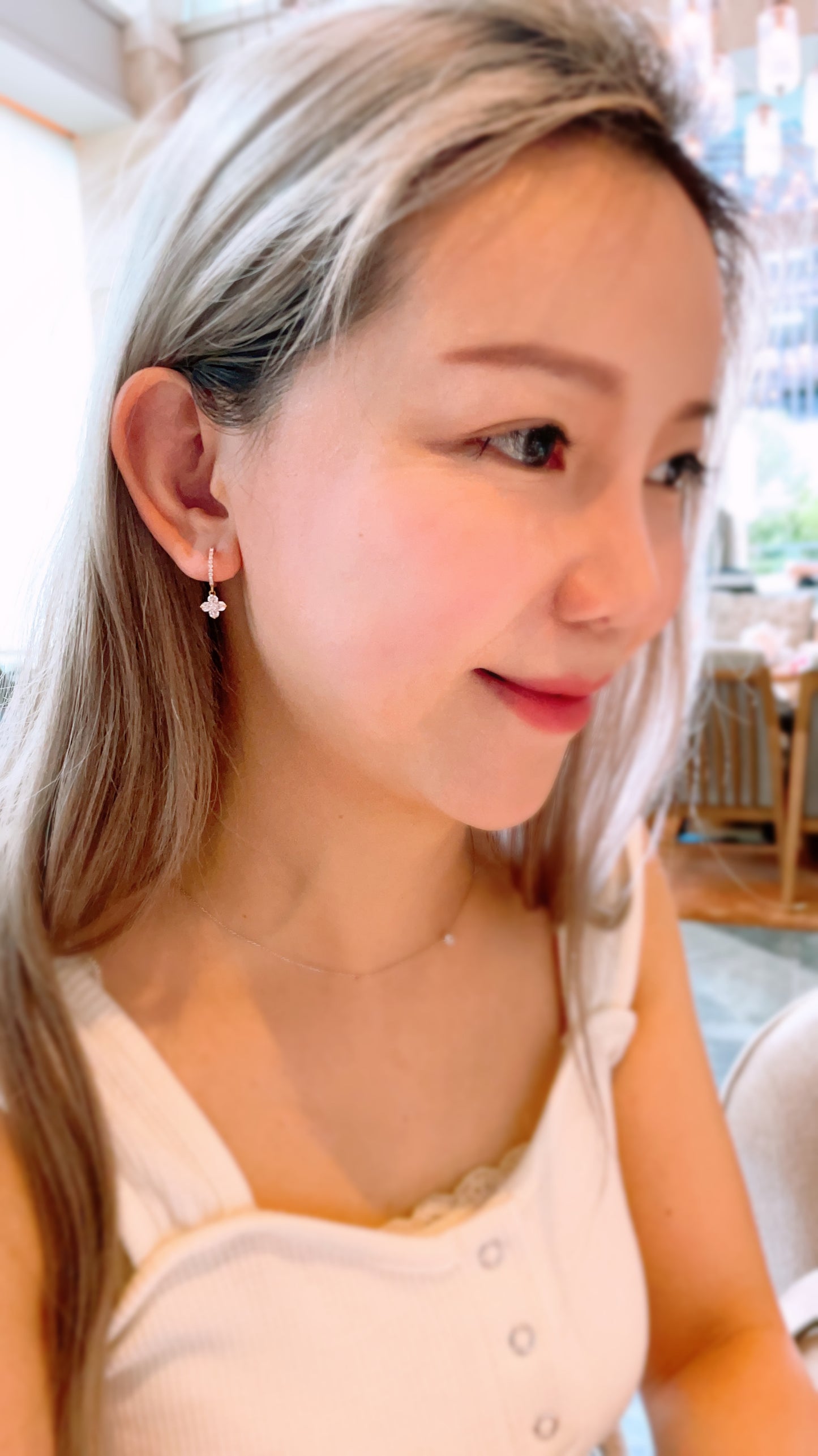 Flower Diamond Drop Earrings