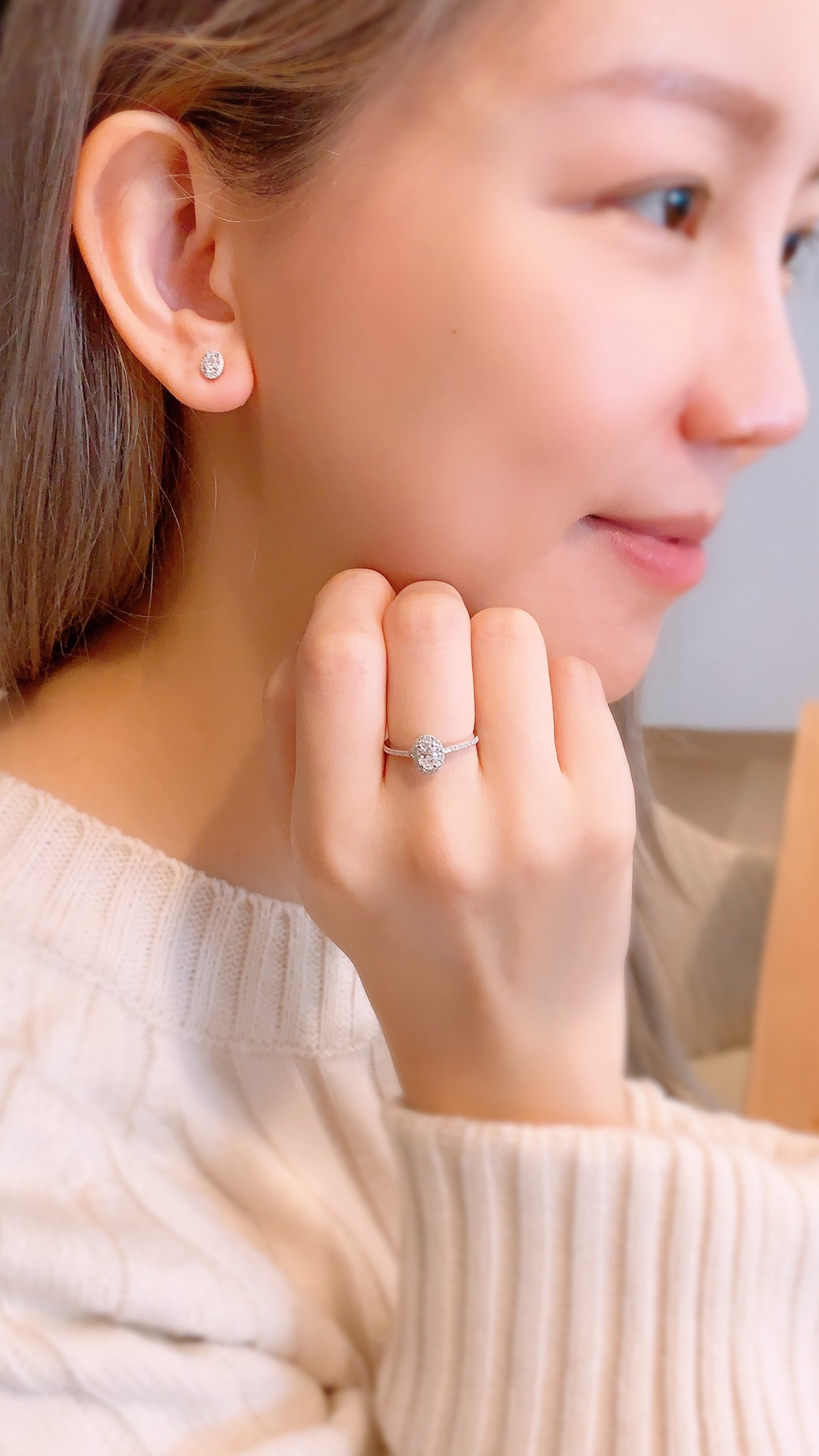 Oval Shape Diamond Earrings-ZCO00011936