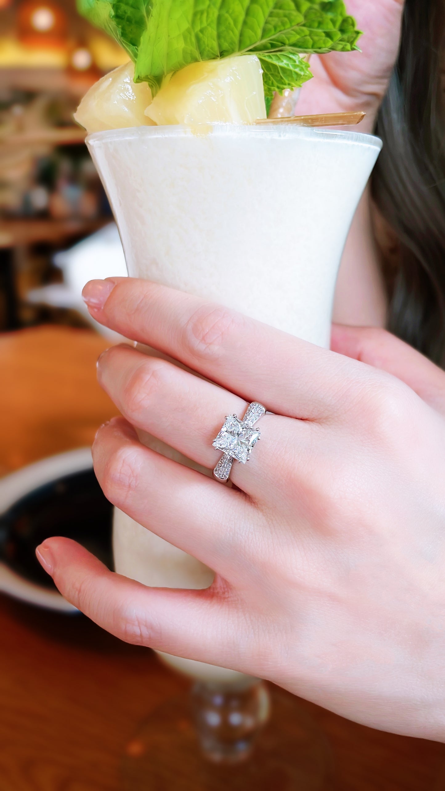 GIA 2.18CT Princess Cut Natural Diamond Ring-ZFO00019050