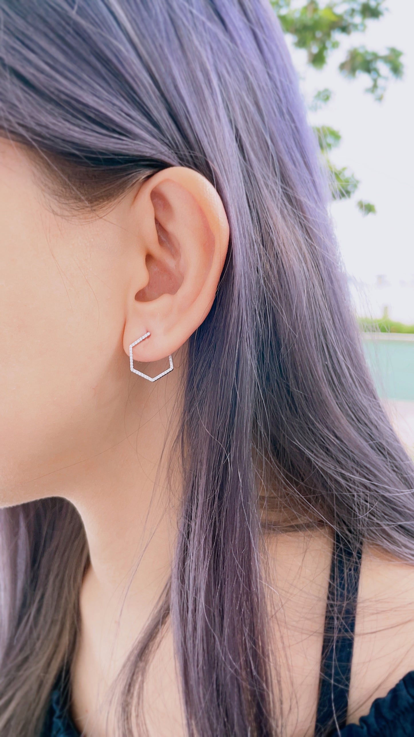 Hexagon Diamond Earrings-WK4000