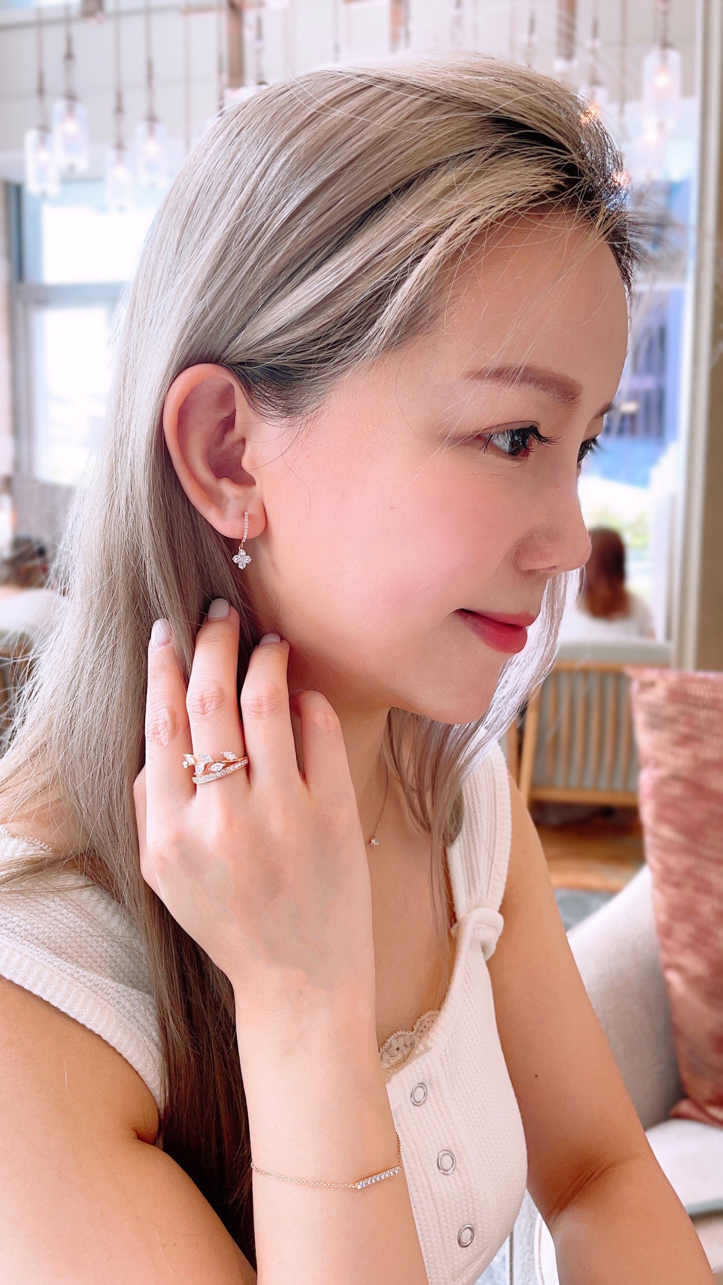Flower Diamond Drop Earrings