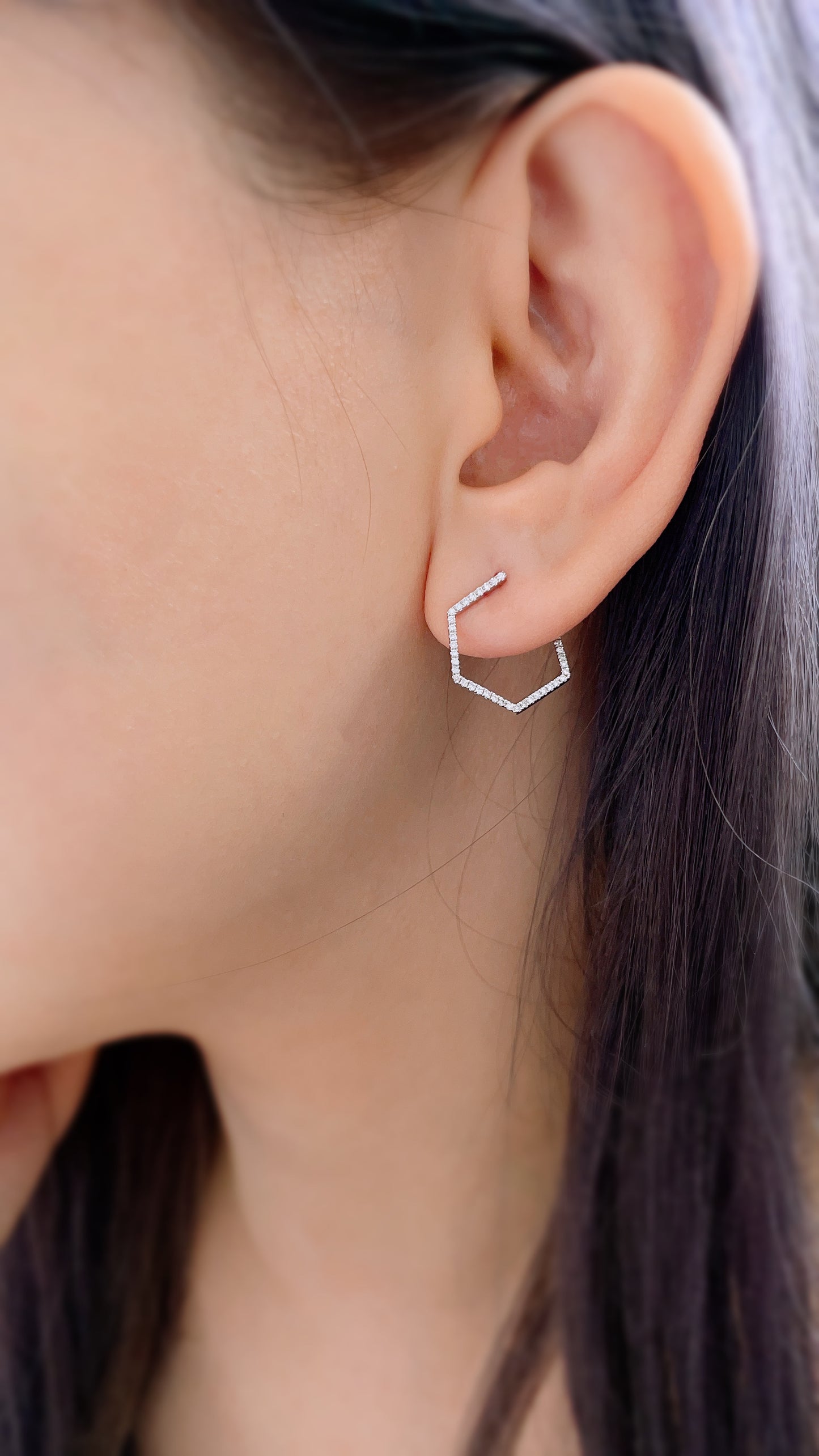 Hexagon Diamond Earrings-WK4000