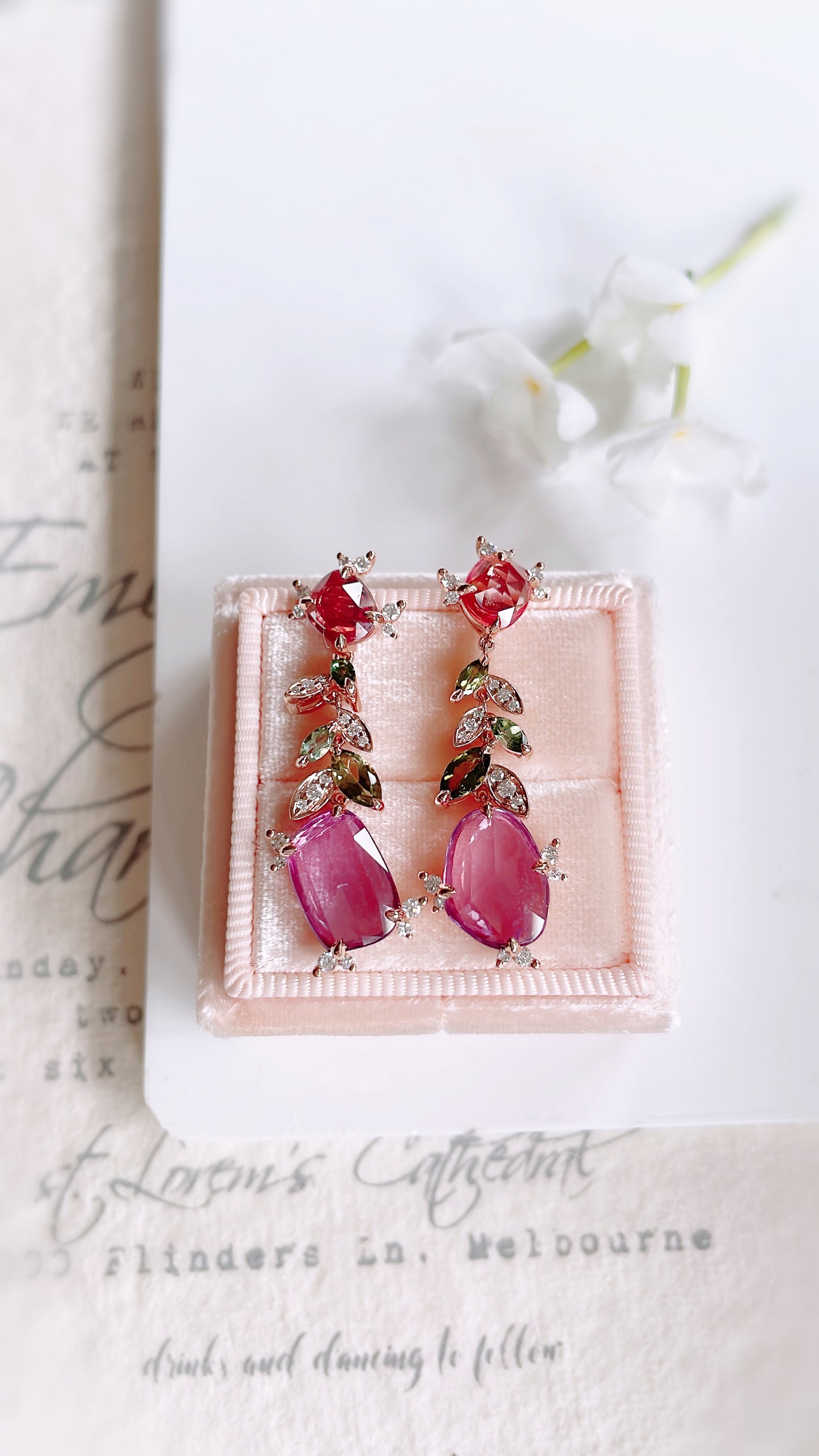 Lilac Sapphire, Tourmaline and Diamond Earrings-WK3740@