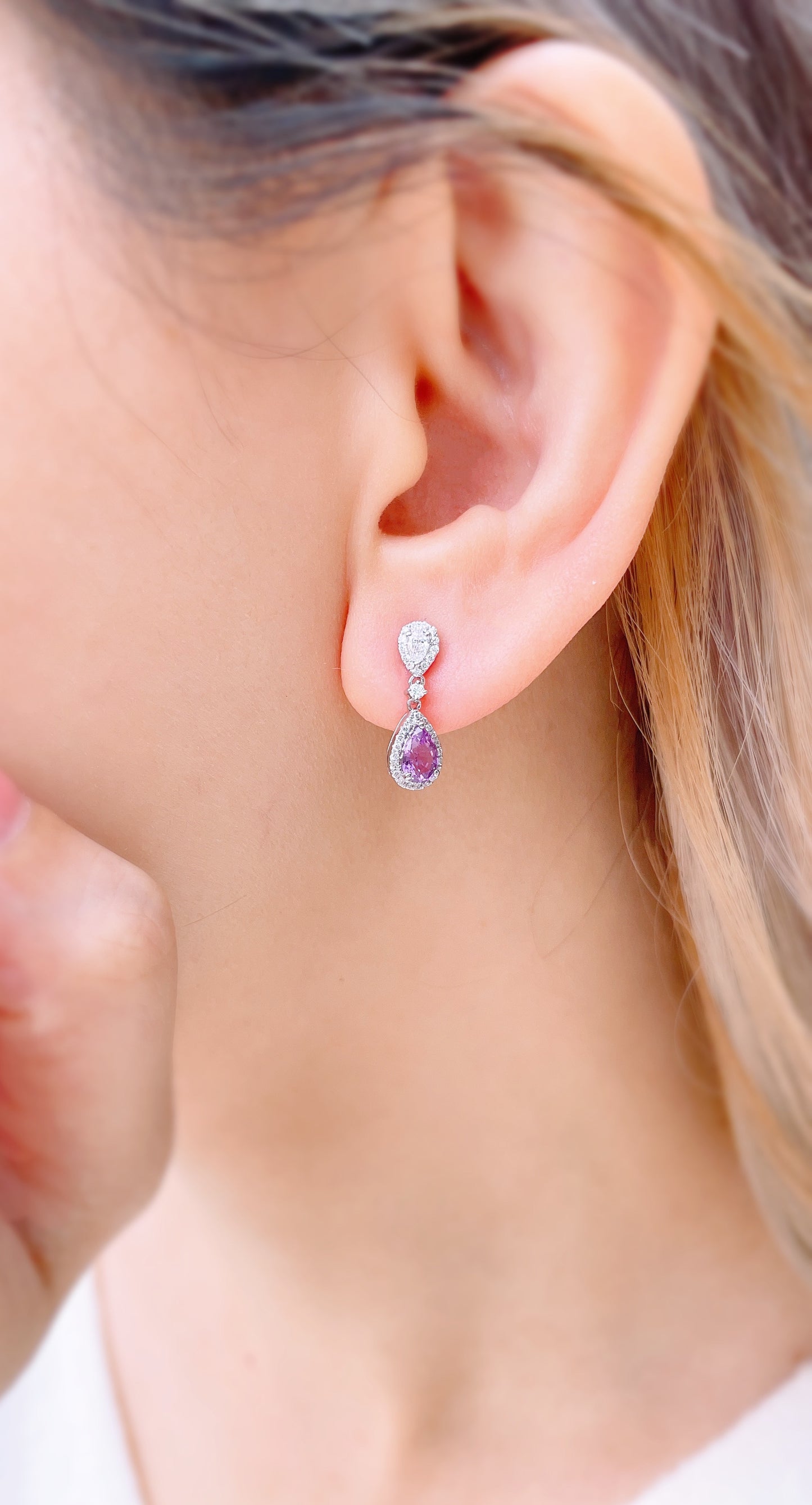 Purple Sapphire & Diamond Earrings-BCO00001484