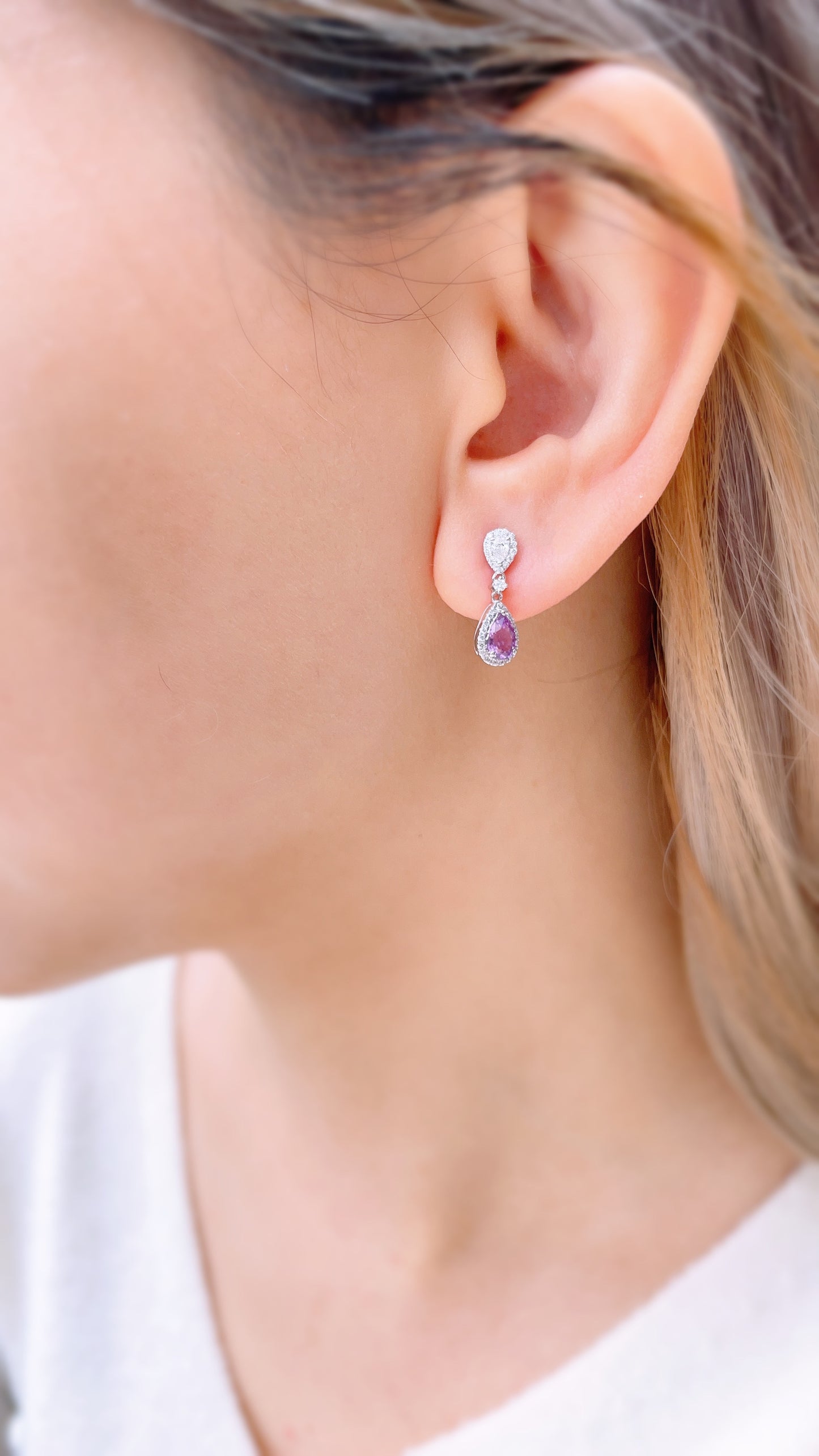 Purple Sapphire & Diamond Earrings-BCO00001484
