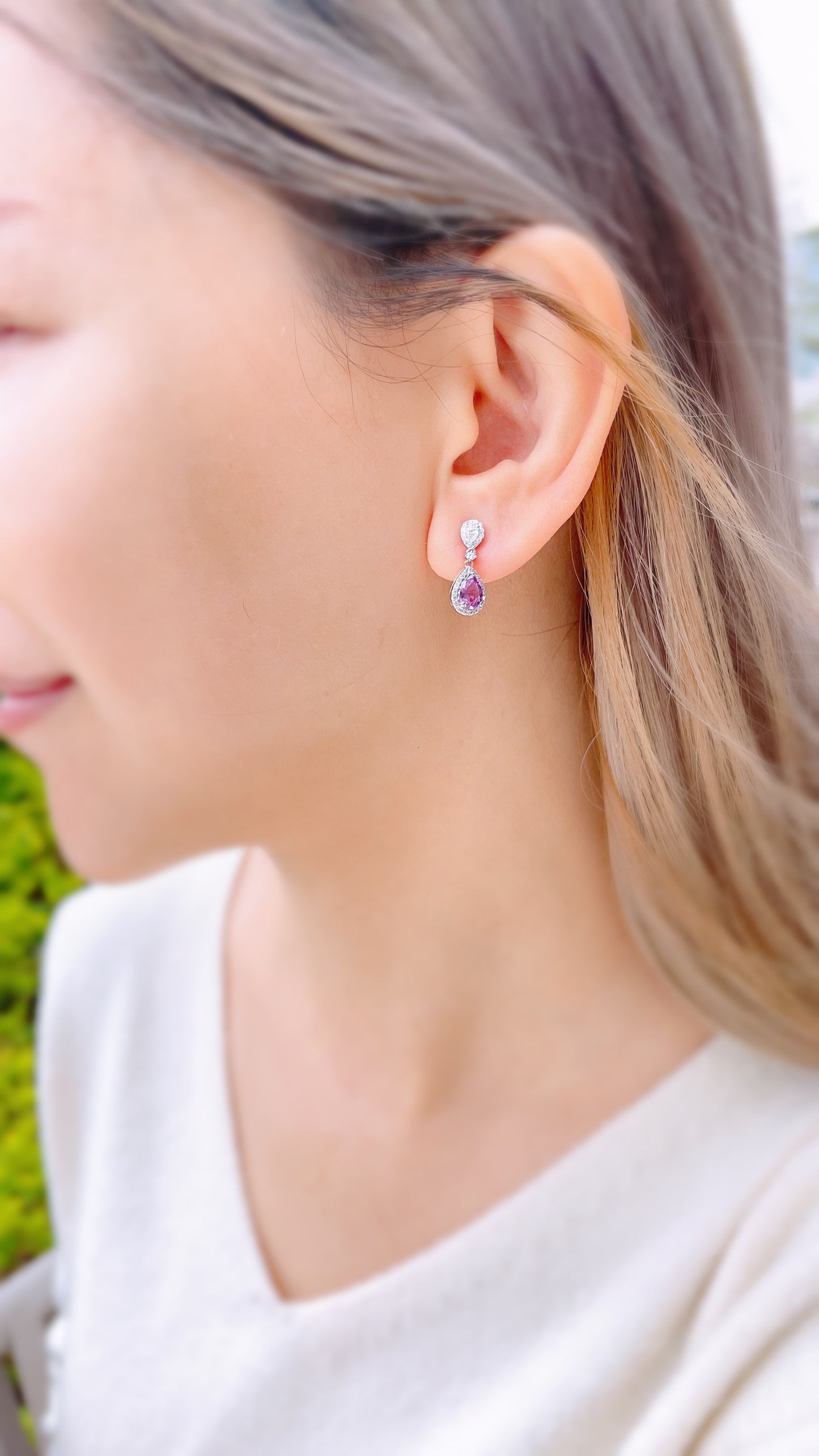Purple Sapphire & Diamond Earrings-BCO00001484