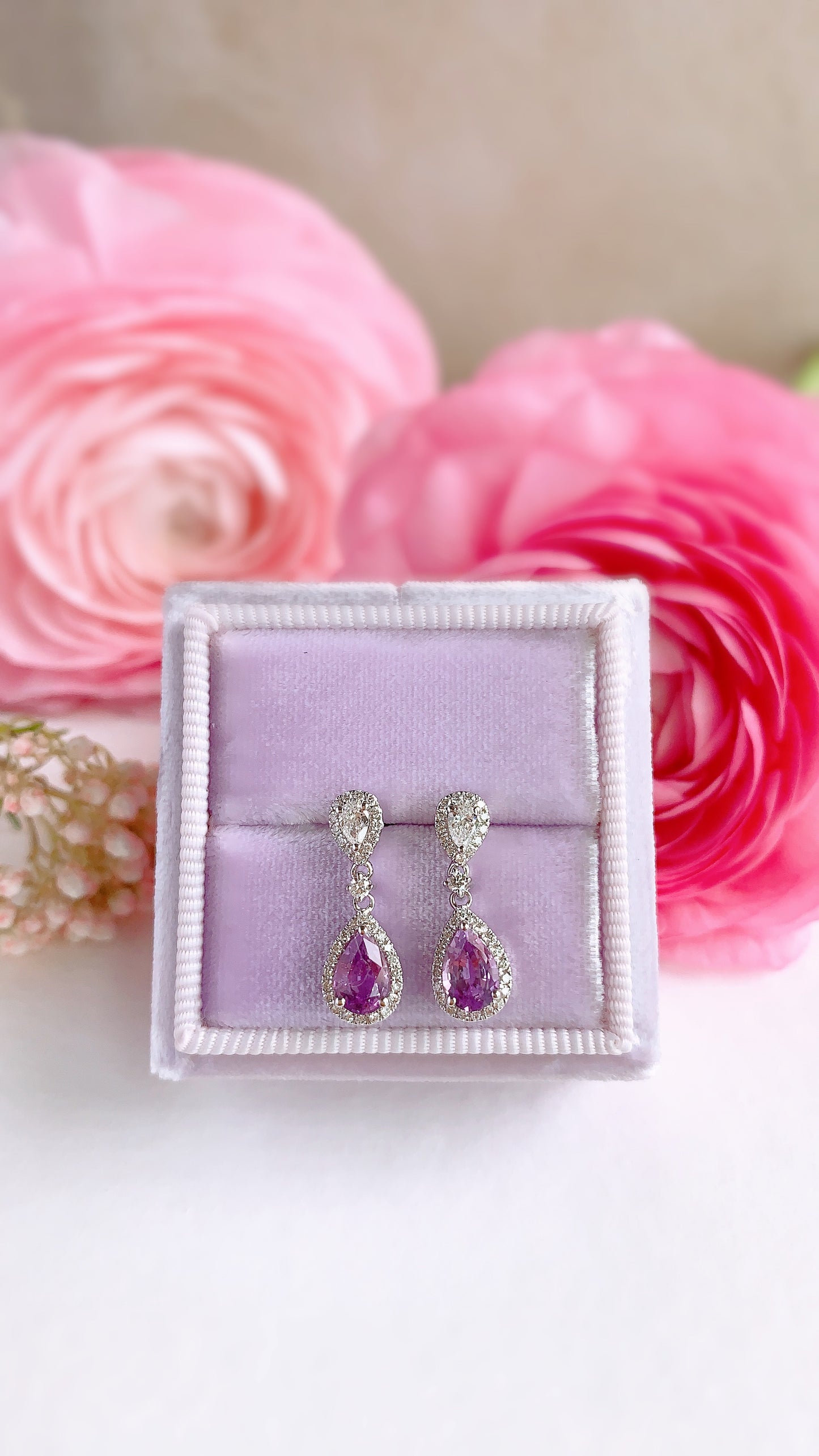 Purple Sapphire & Diamond Earrings-BCO00001484