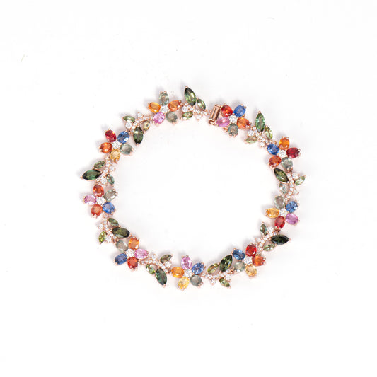 Multi Color Sapphire Natural Diamond Bracelet-WK3947