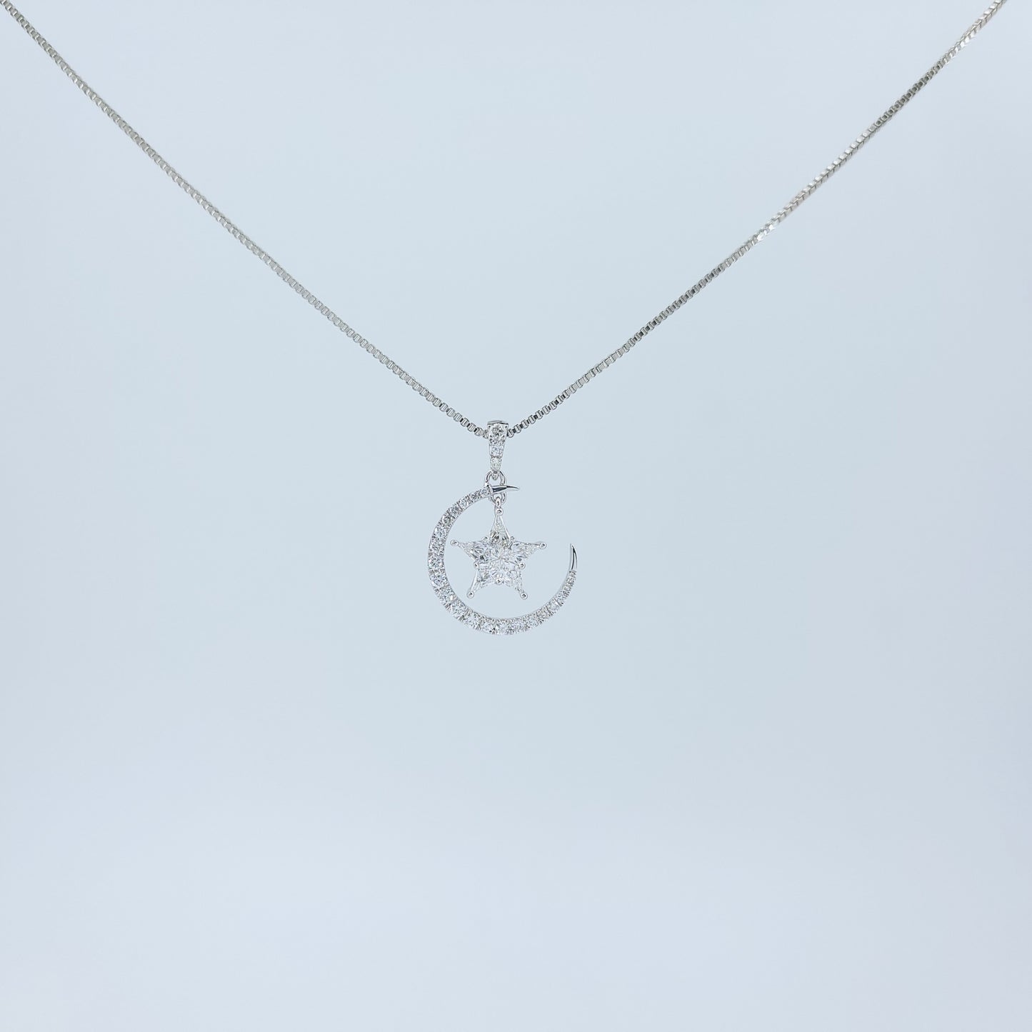 Star & Moon Diamond Pendant-WK3628