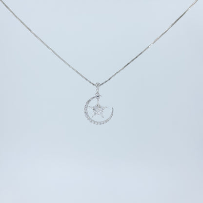 Star & Moon Diamond Pendant-WK3628