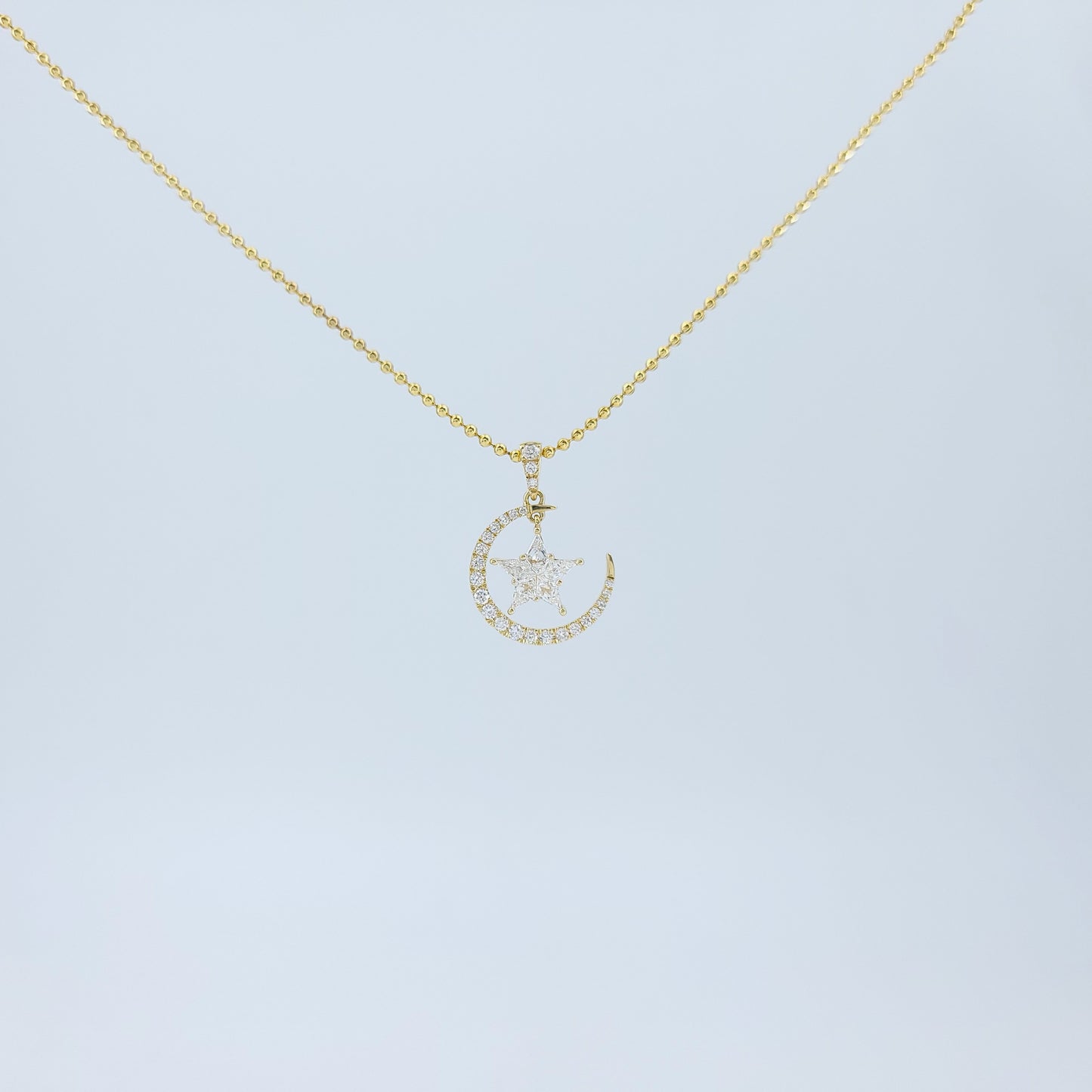 Star & Moon Diamond Pendant-WK3628