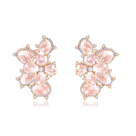 Pink Sapphire and Natural Diamond Earrings-WK3956