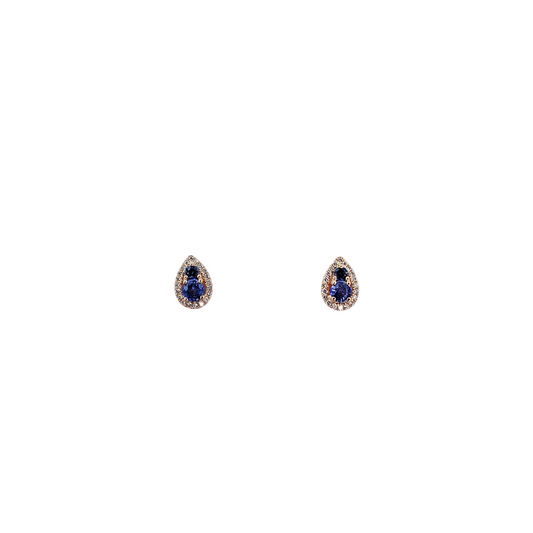 Blue Sapphire & Diamond Earrings-BCO00001749