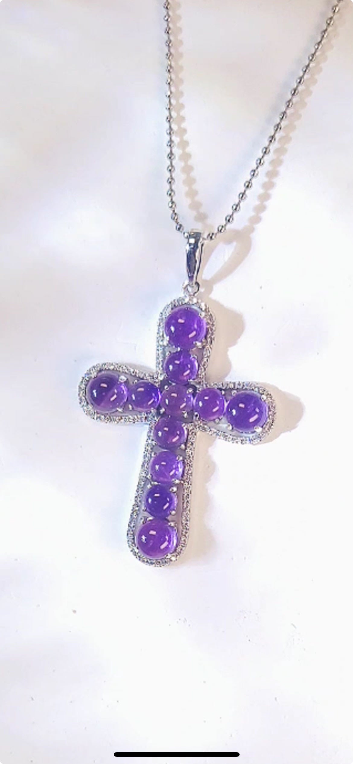 Amethyst Diamond Cross Pendant-BEO00002649