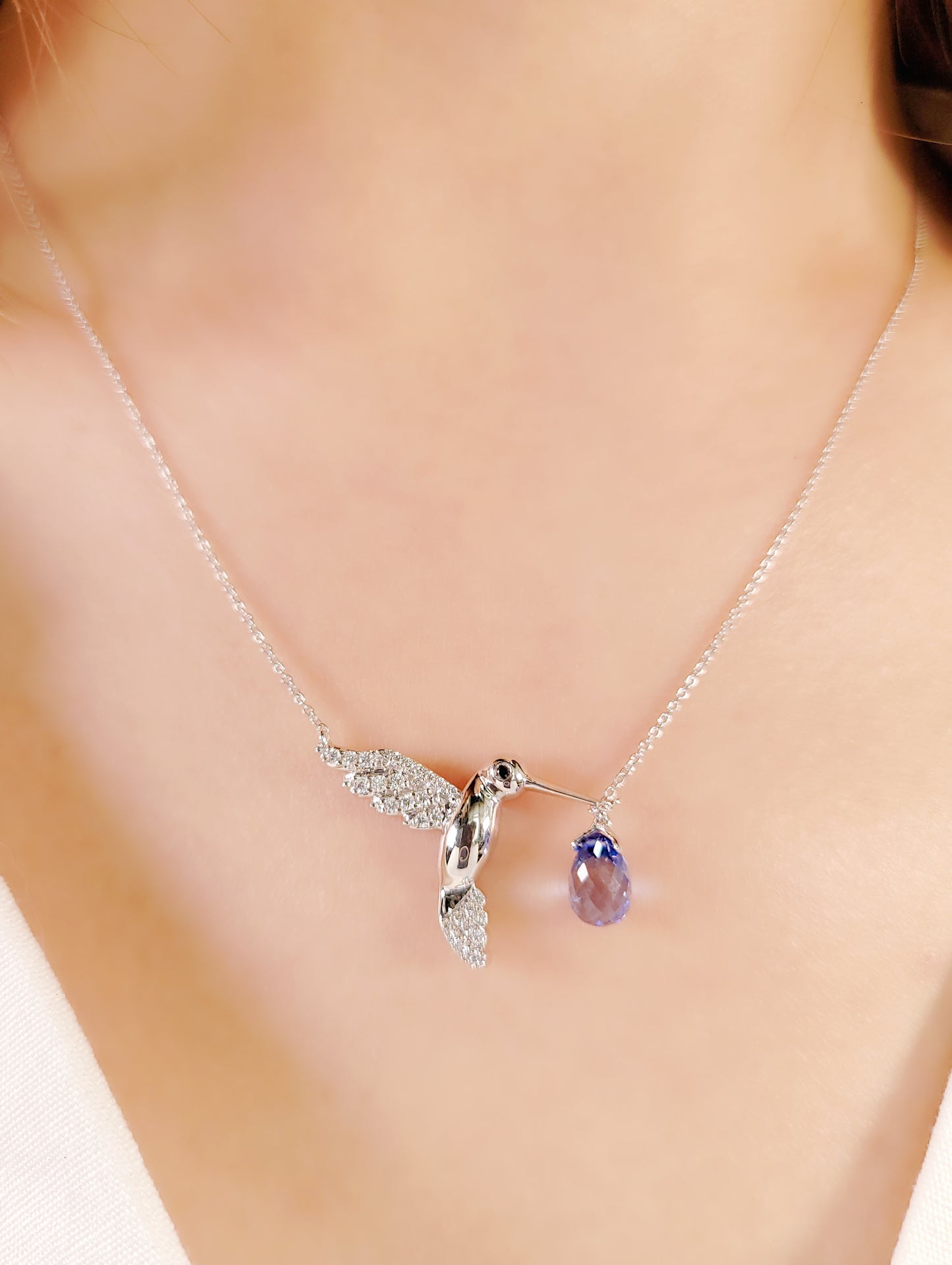 Bird Sapphire Diamond Necklace-WK3345