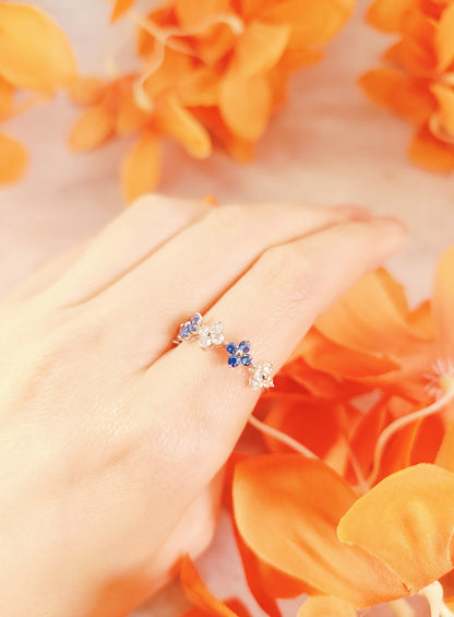 Blue Sapphire Flowers Diamond Ring-WK4067