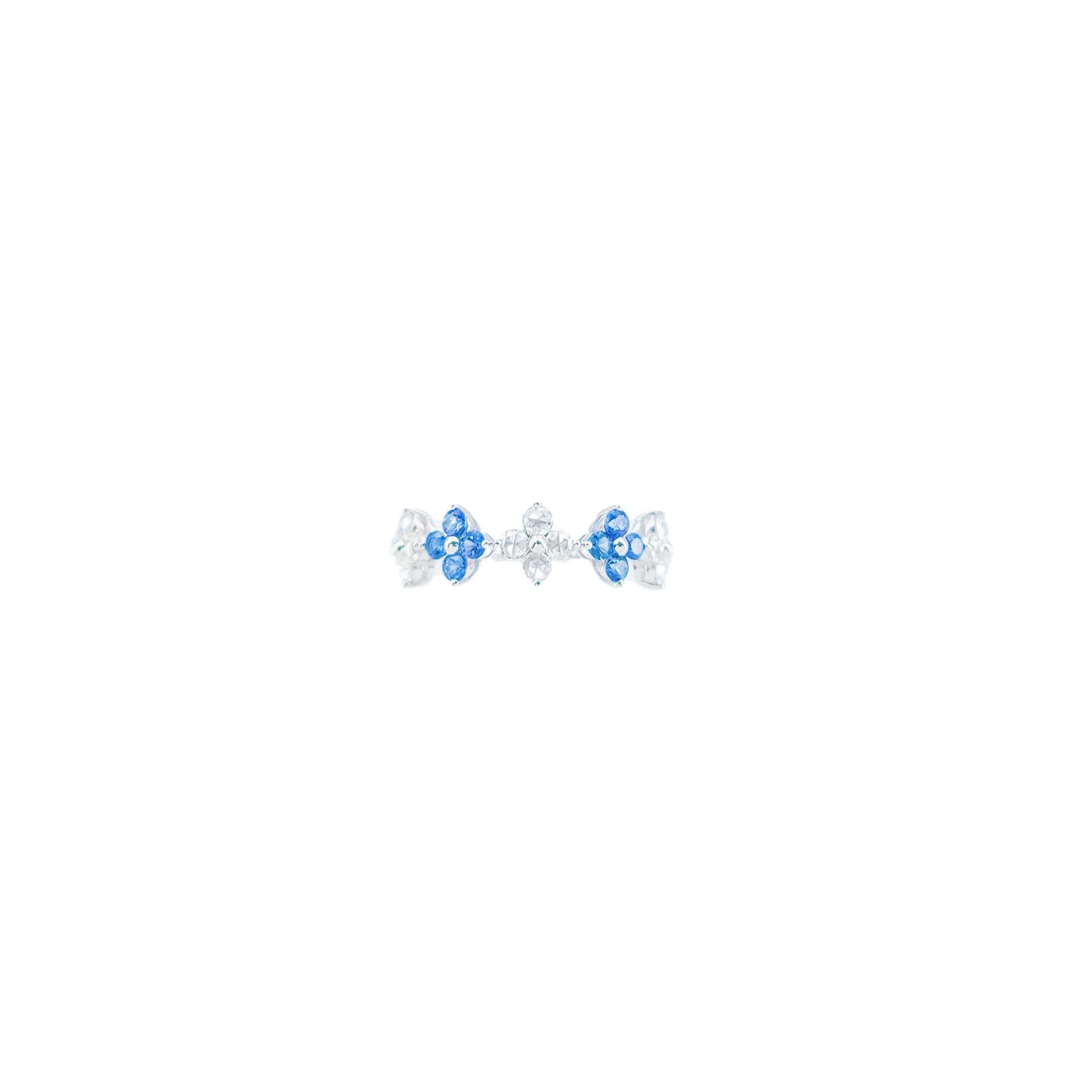 Blue Sapphire Flowers Diamond Ring-WK4067