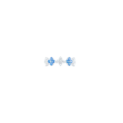 Blue Sapphire Flowers Diamond Ring-WK4067