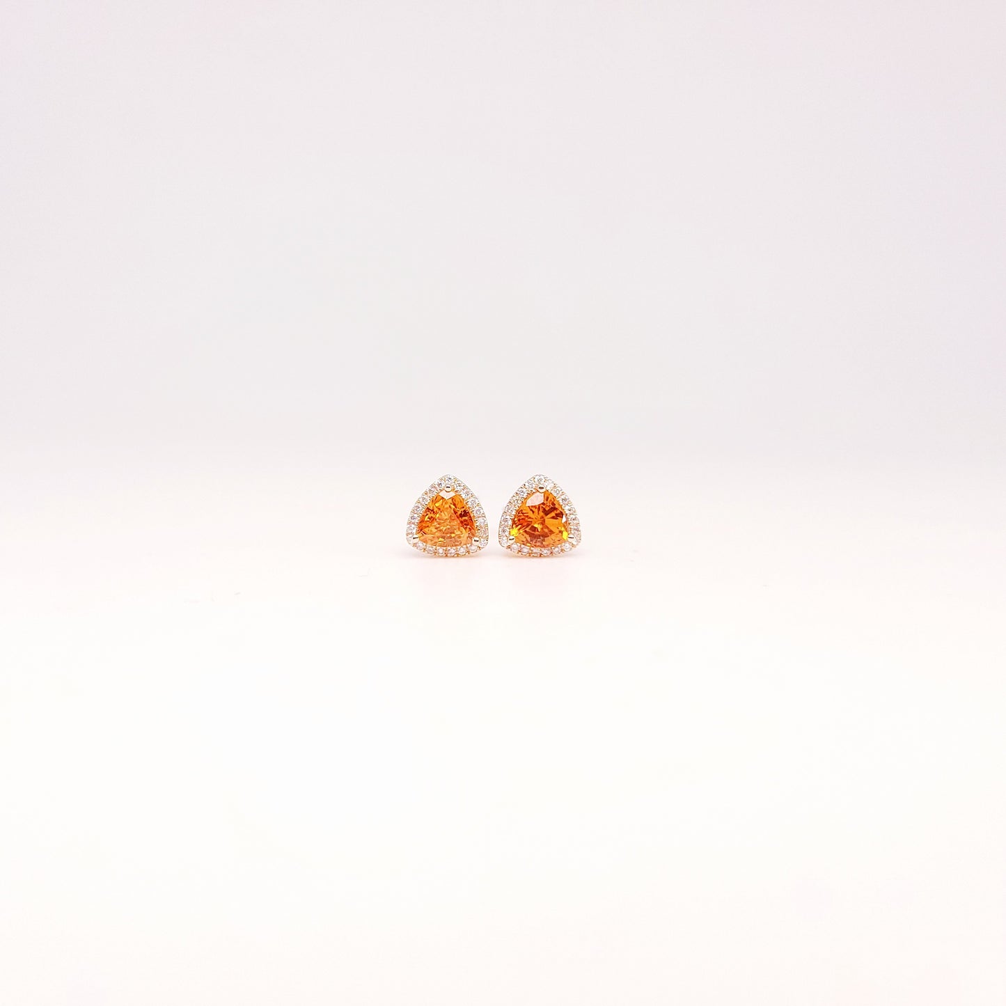Orange Sapphire & Diamond Earrings-WK3765