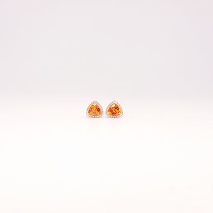 Orange Sapphire & Diamond Earrings-WK3765