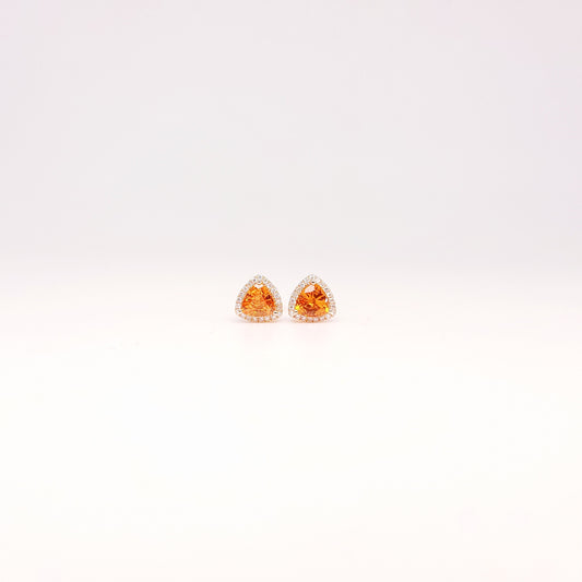 Orange Sapphire & Diamond Earrings-WK3765