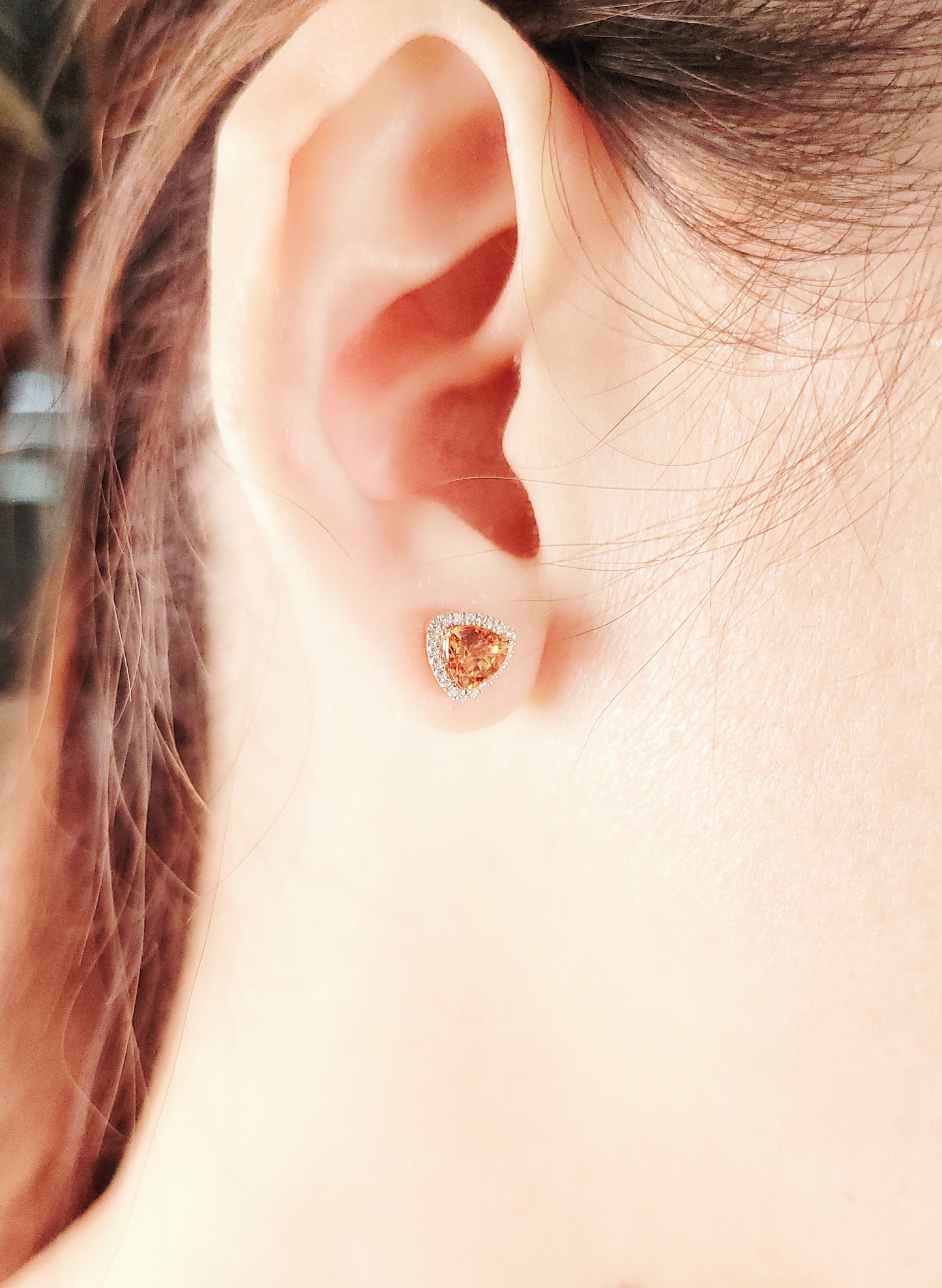 Orange Sapphire & Diamond Earrings-WK3765