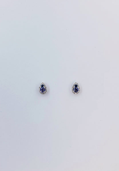 Blue Sapphire & Diamond Earrings-BCO00001749