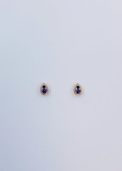 Blue Sapphire & Diamond Earrings-BCO00001749