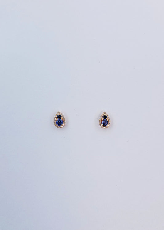 Blue Sapphire & Diamond Earrings-BCO00001749