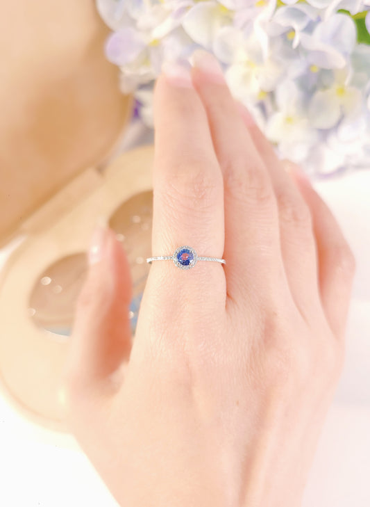Blue Sapphire and Diamond Ring-WK3846