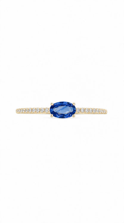 Blue Sapphire and Diamond Ring-WK4275OS@