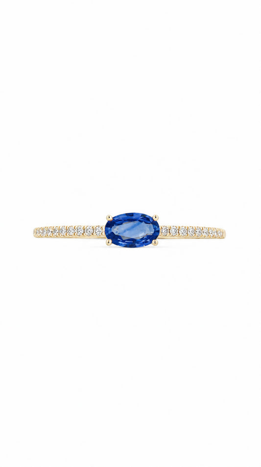 Blue Sapphire and Diamond Ring-WK4275OS@