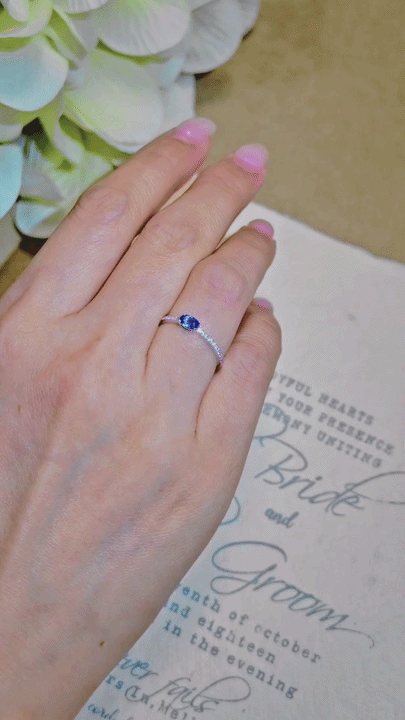 Blue Sapphire and Diamond Ring-WK4275OS@
