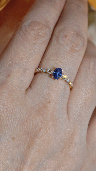Blue Sapphire and Diamond Ring-WK4283AOS@