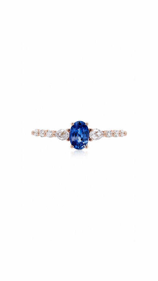 Blue Sapphire and Diamond Ring-WK4283AOS@