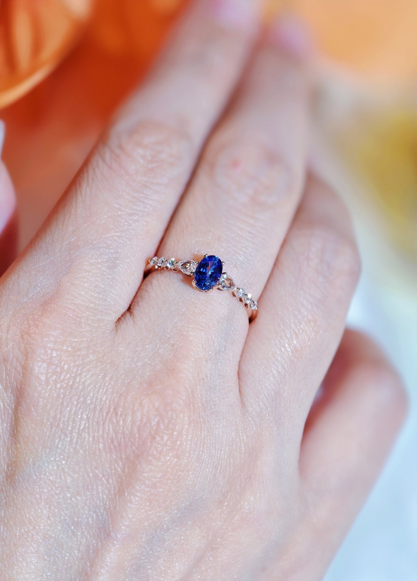 Blue Sapphire and Diamond Ring-WK4283AOS@