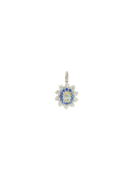 Blue Sapphire & Yellow Diamond Pendant-WK4219