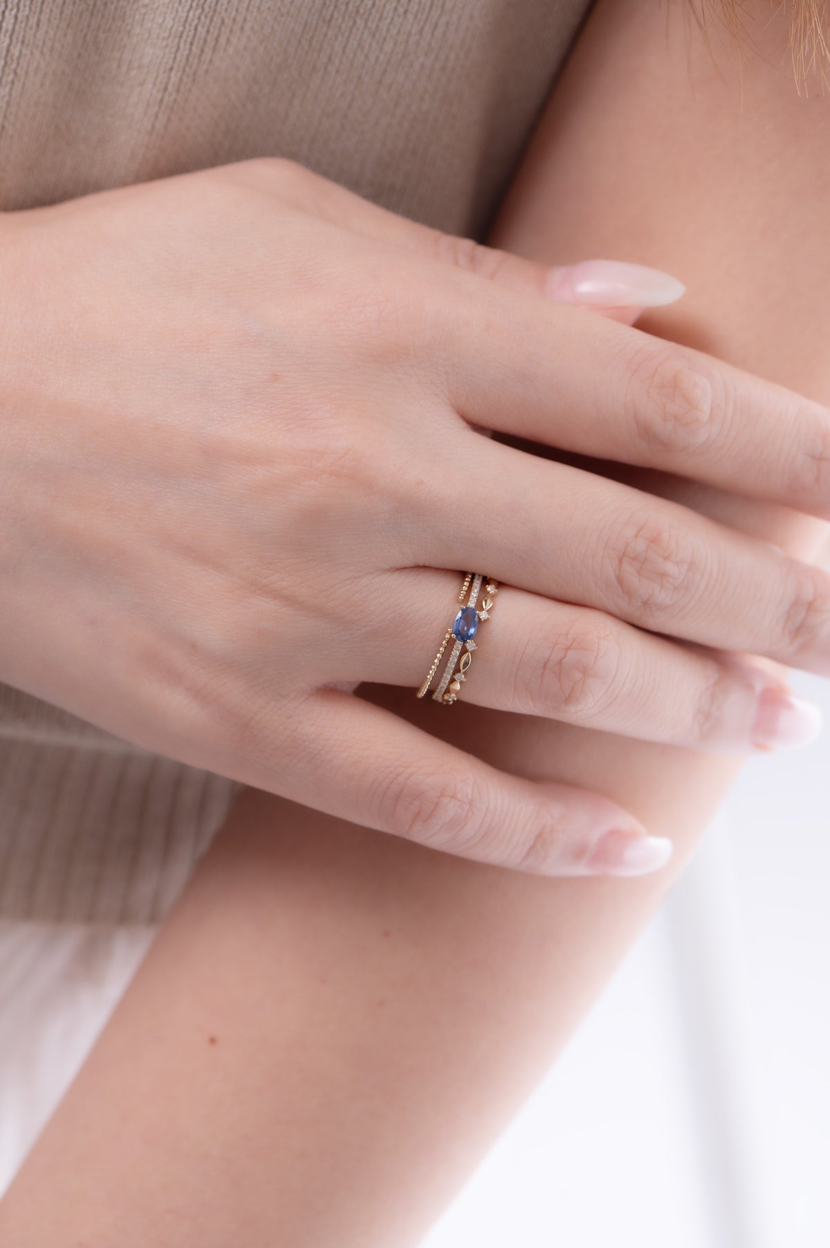 Blue Sapphire and Diamond Ring-WK4275OS@
