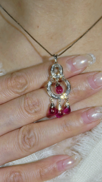 Burgundy Tourmaline and Diamond Pendant-BEO00002733@