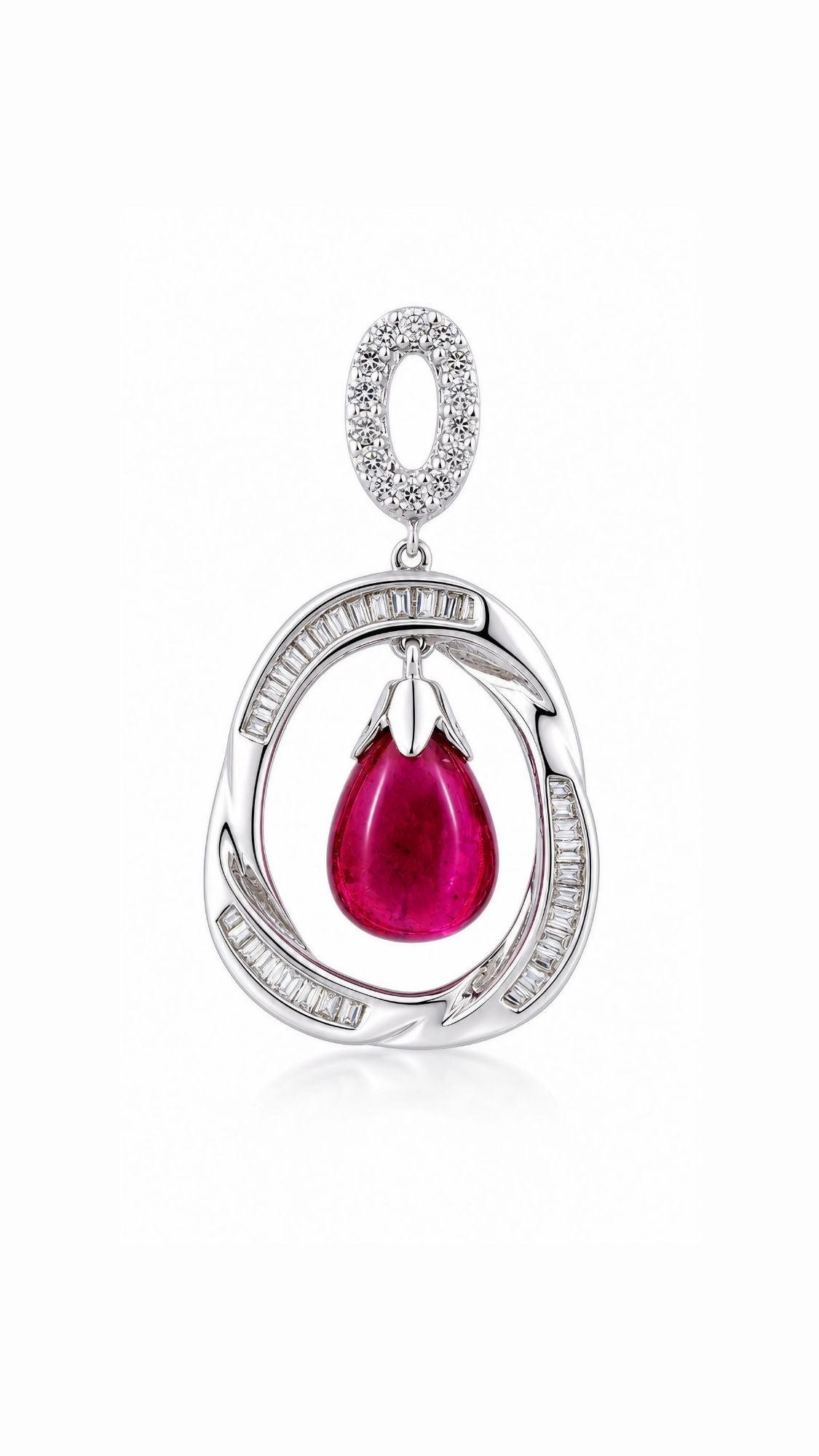 Burgundy Tourmaline and Diamond Pendant-BEO00002734@