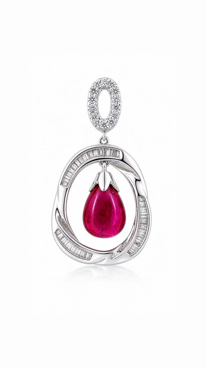 Burgundy Tourmaline and Diamond Pendant-BEO00002734@