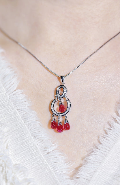 Burgundy Tourmaline and Diamond Pendant-BEO00002733@